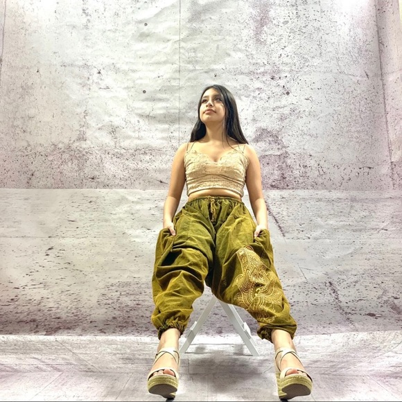 Handmade Stobewashed Ohm Prints Harem Styled Pants - Picture 3 of 7